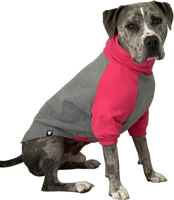 Tooth & Honey Large Dog Sweater/Pitbull/Large Dog Sweater Dog Sweatshirt/Hot Pink & Grey | Amazon (US)