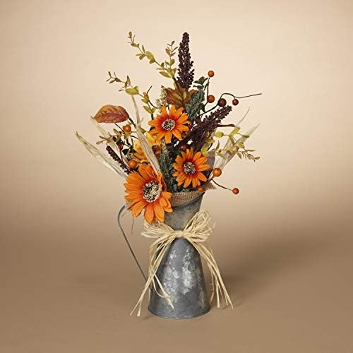 One Holiday Way 18-Inch Rustic Galvanized Metal Pitcher Fall Flower Centerpiece – Tabletop Autu... | Amazon (US)