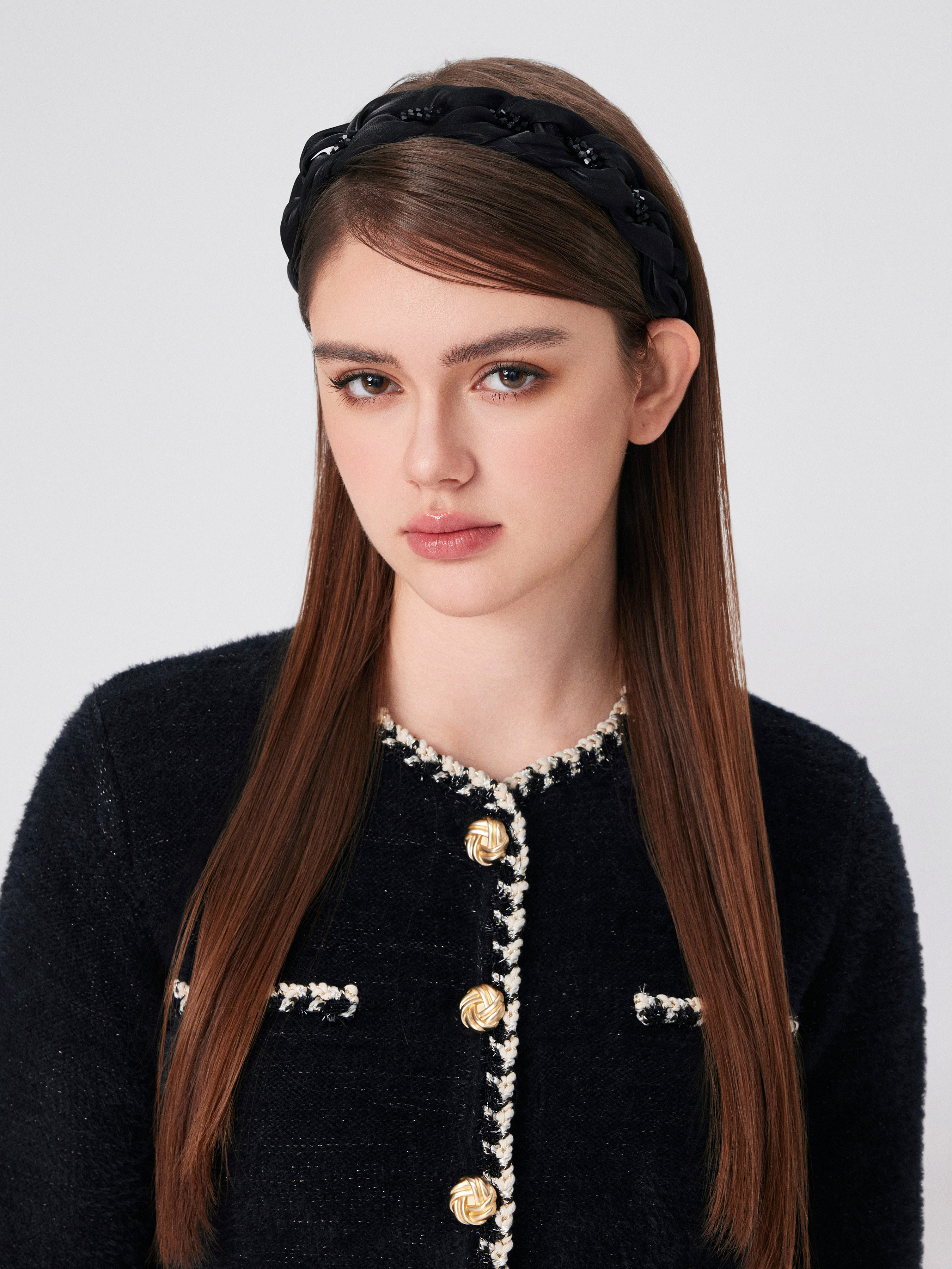 Polyester BRAIDED RHINESTONE HEADBAND For Date School Work | Cider