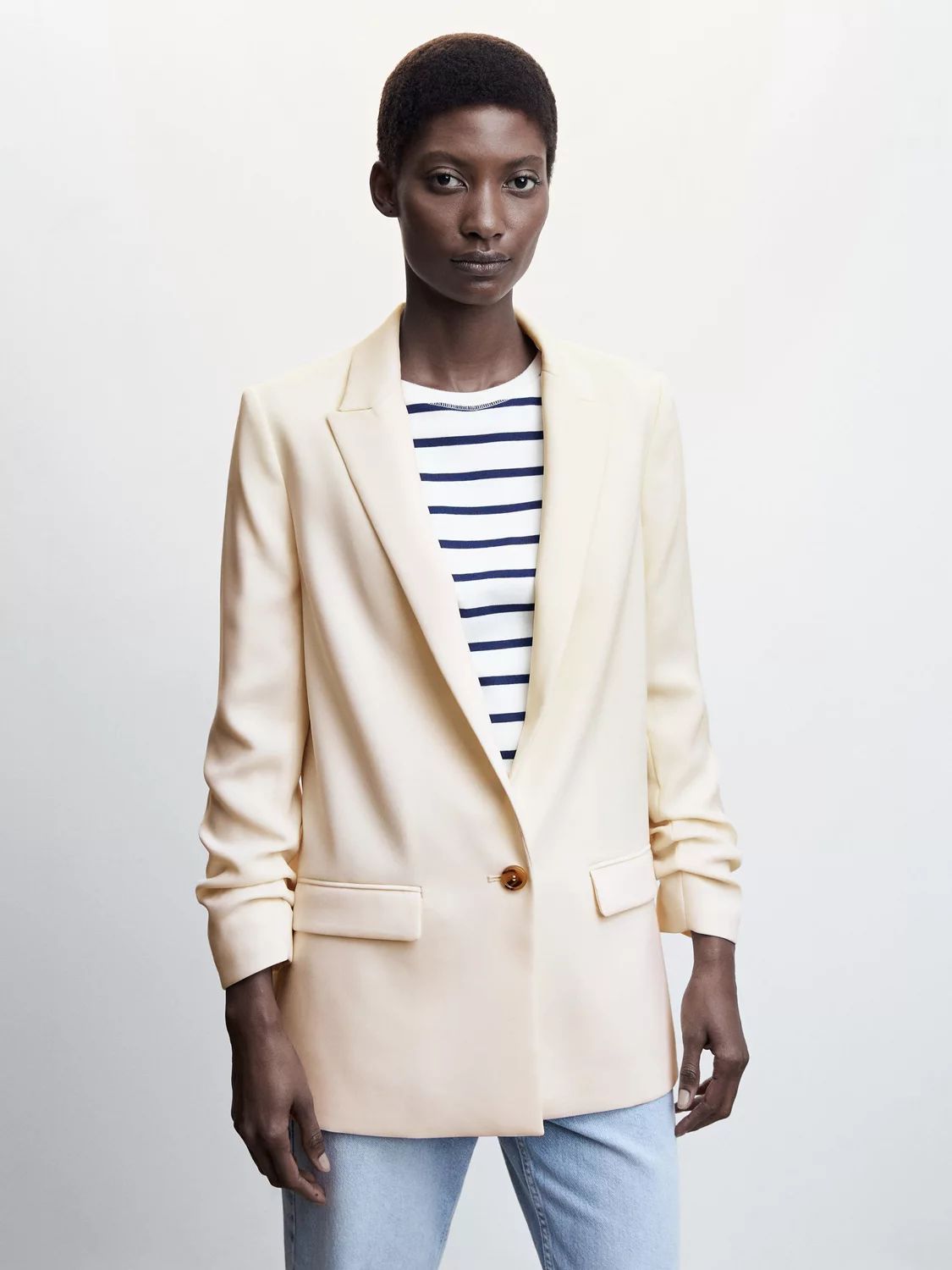 Mango Eleonor Blazer, Light Beige | John Lewis (UK)