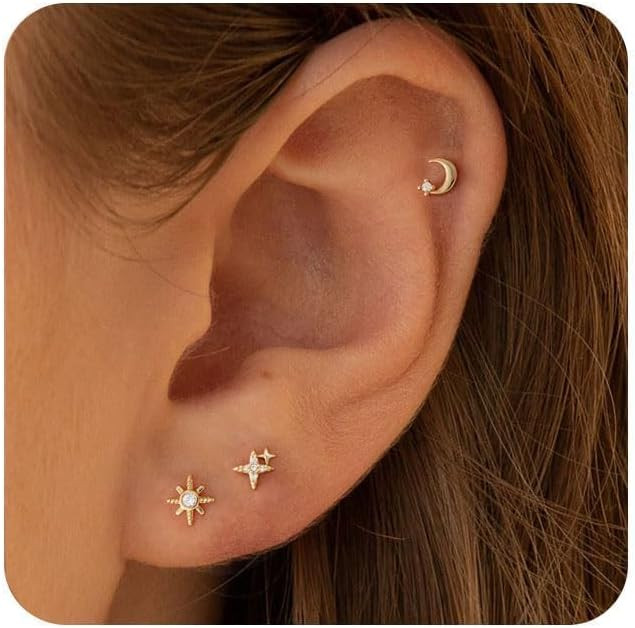 20G Tiny Flat Back Earrings for Women - 14K Gold/Silver Plated Small Flat Back Stud Earrings Hypo... | Amazon (US)