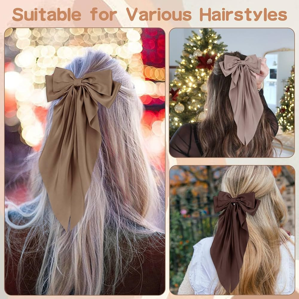 6 PCS Hair Bows for Women, Big Bow Hair Clips for Girls, Silky Satin Hair Bows Clips Oversized Lo... | Amazon (US)