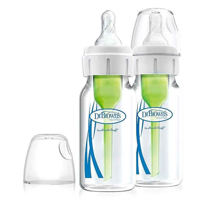 Dr. Brown’s Natural Flow® Anti-Colic Options+™ Narrow Glass Baby Bottles 4 oz/120 mL, with L... | Amazon (US)