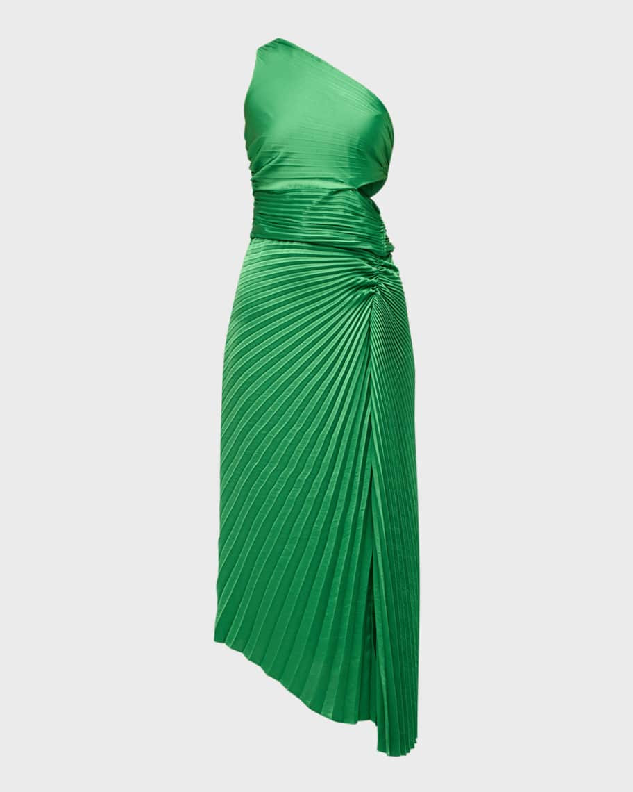 A.L.C. Dahlia Pleated One-Shoulder Maxi Dress | Neiman Marcus