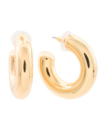 Gold Tube Hoop Earrings | TJ Maxx
