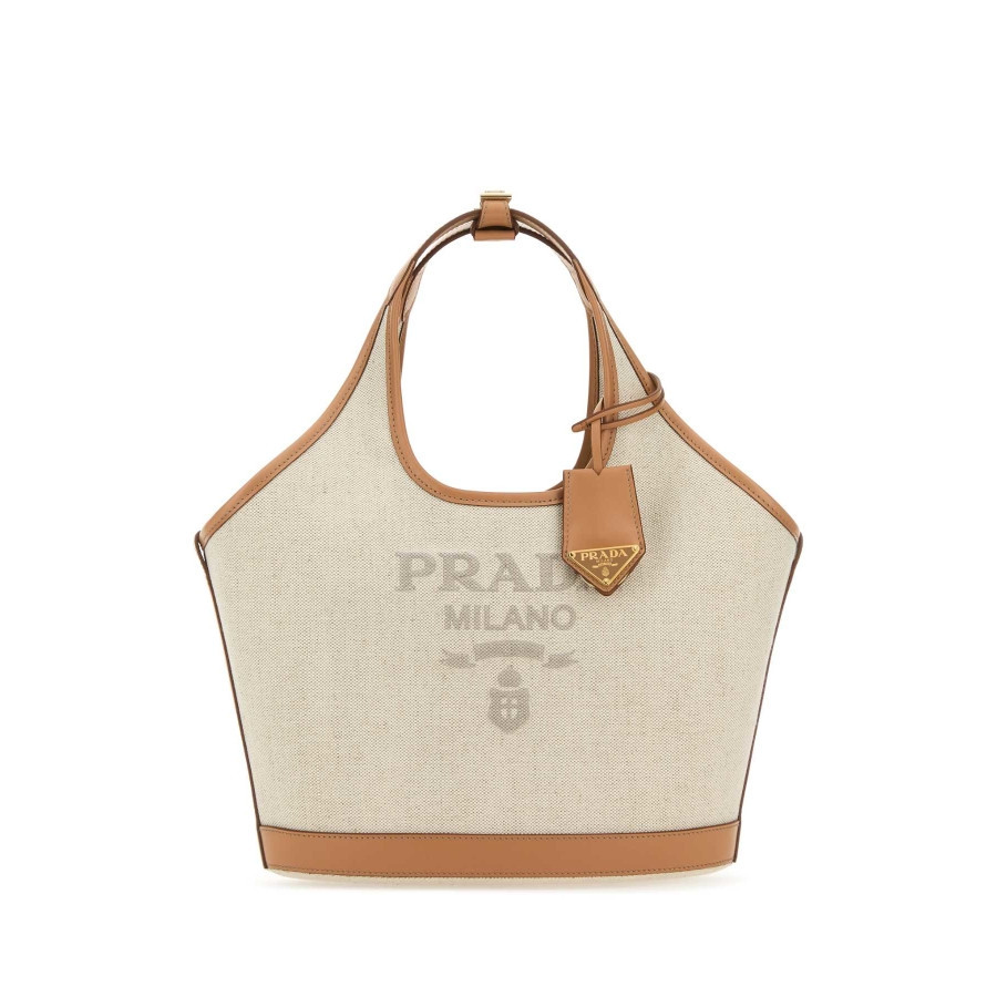 Prada Linen Blend and Leather Tote Bag | Jomashop.com & JomaDeals.com