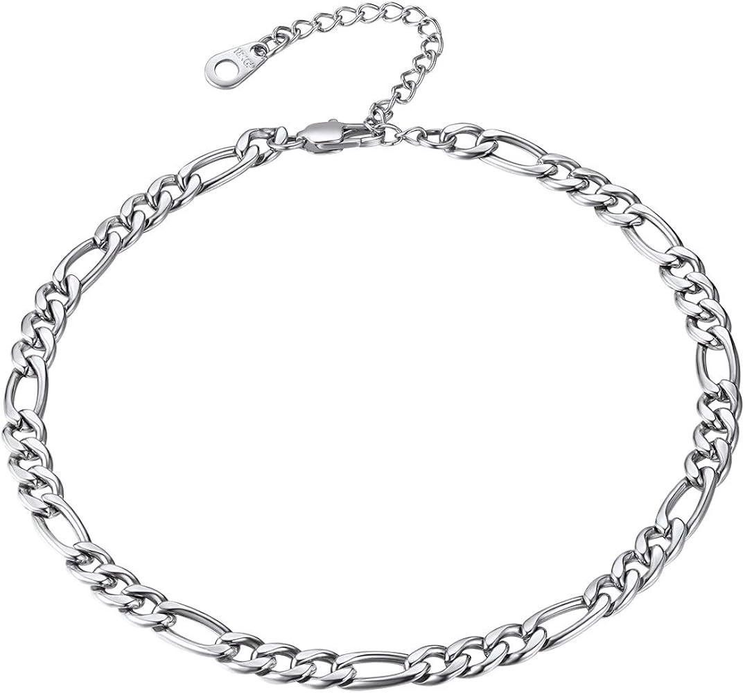 FindChic Stainless Steel Ankle Chain Bracelets for Women Cuban Curb/Figaro/Box Links Beach Foot J... | Amazon (US)