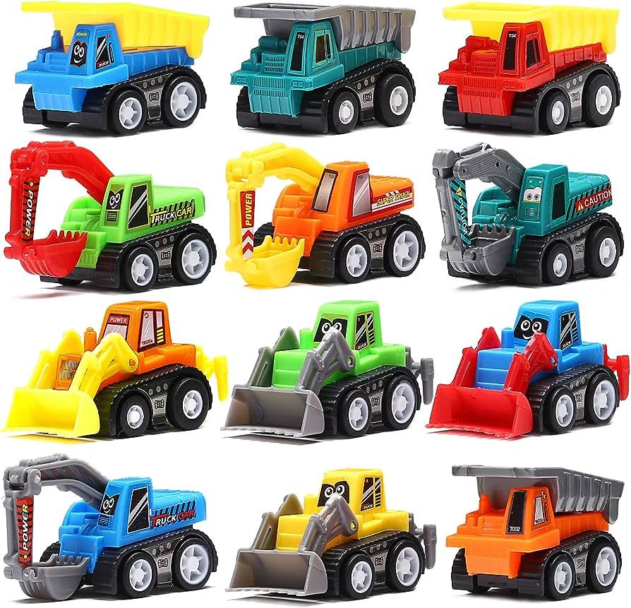 Amazon.com: Pull Back Car, 12 Pcs Mini Truck Toy Kit Set, Play Construction Engineering Vehicle E... | Amazon (US)