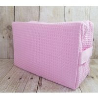 Personalized Light Pink Large Waffle Weave Cosmetic Bag For Toiletries & Makeup | Etsy (US)