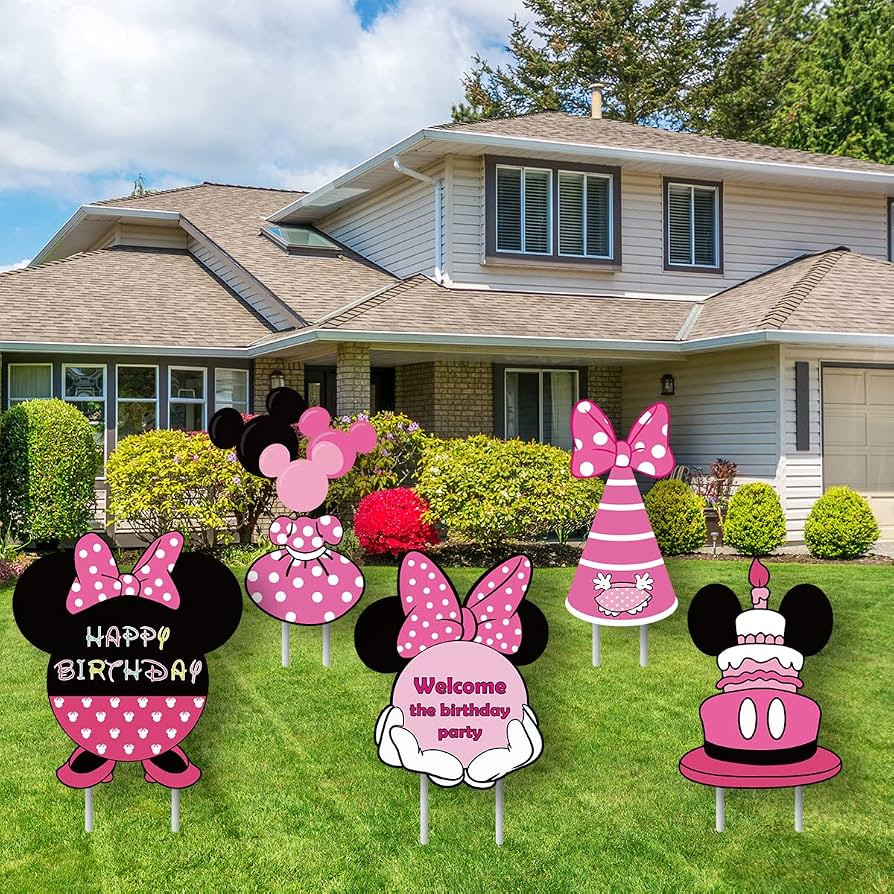Minnie Yard Lawn Sign & Decorations (5PCS) - Girl Birthday Party Supplies | Amazon (US)