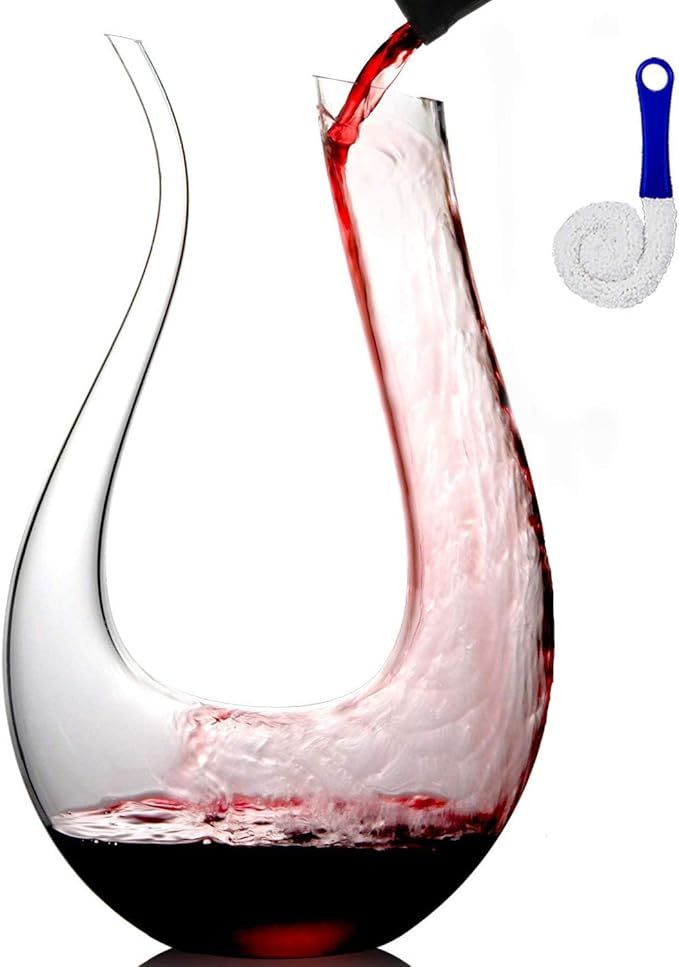 1.5L Clear Wine Decanter Lead-Free Crystal Glass, Hand Blown in an U Shape Design. Great Gift for... | Amazon (US)