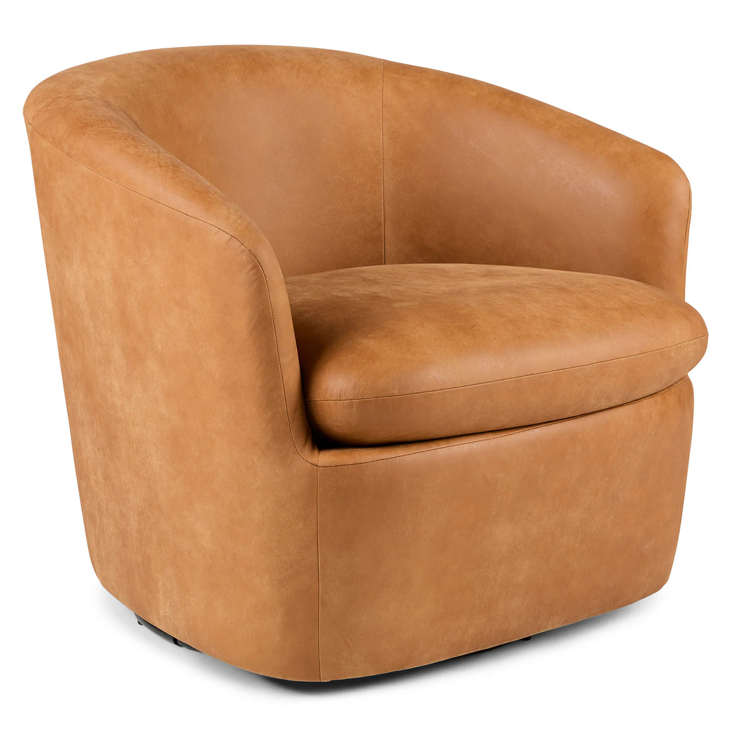Turoy 32.5" Leather Swivel Lounge Chair - Rawhide Tan | Article