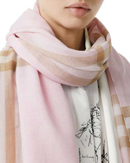 Burberry Giant Check Gauze Scarf | Neiman Marcus