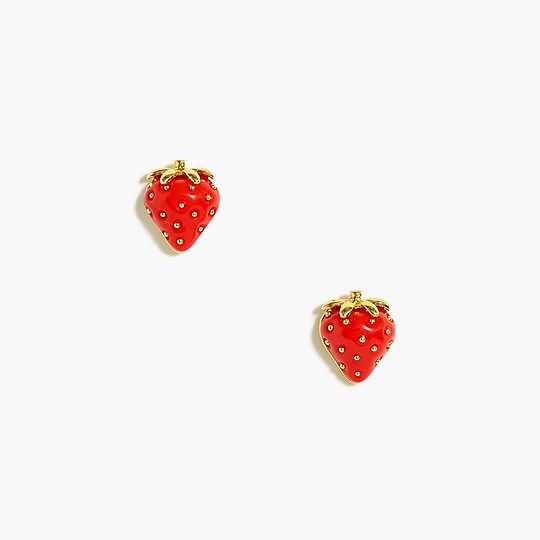 Enamel strawberry stud earrings | J.Crew Factory