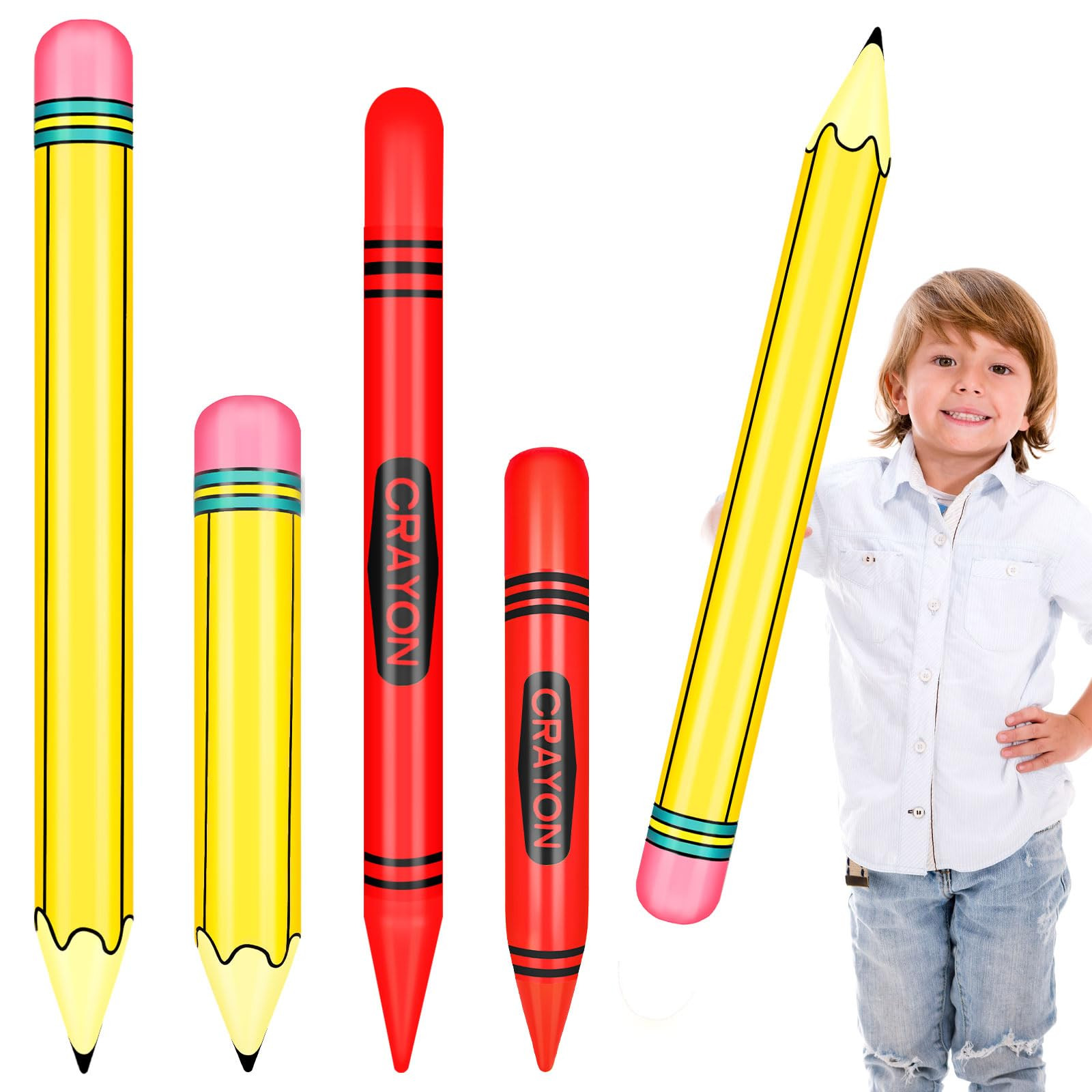 4 Pcs Giant Inflatable Crayon Pencil Multisize Blow Up Pencil Crayon Balloon Prop Kit for Back to... | Amazon (US)
