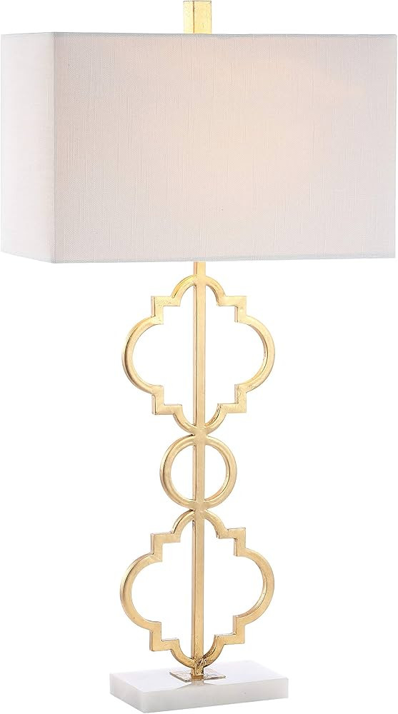 JONATHAN Y 32" Gold Selina Ogee Trellis LED Table Lamp, Glam Modern Iron Geometric Lamp for Livin... | Amazon (US)