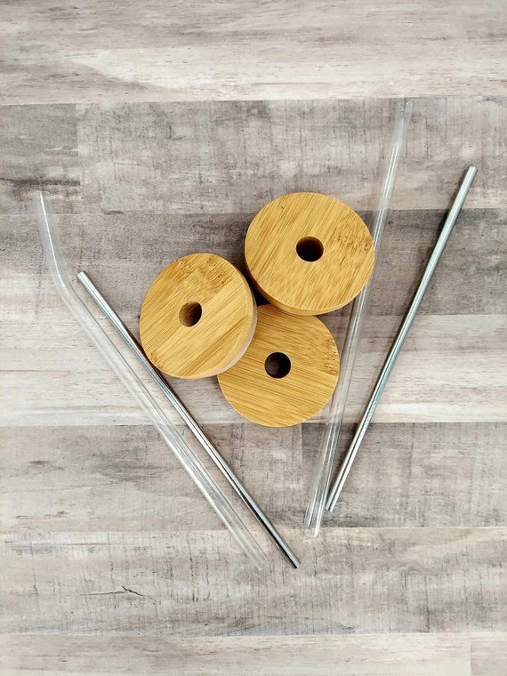 Bamboo Lid and Straw Beer Can Class Iced Coffee Glass Lid | Etsy | Etsy (US)