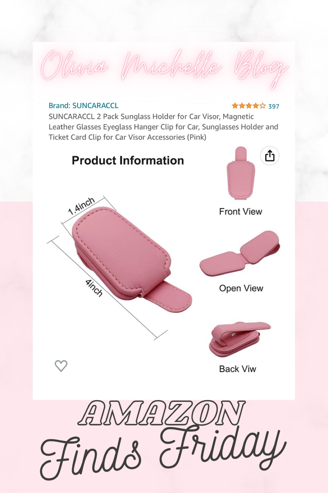 Amazon finds Friday! Grabbed this cute pink sunglasses holder for the car! Easy grab for glasses. Car accessories. Car must haves. 

#LTKFind