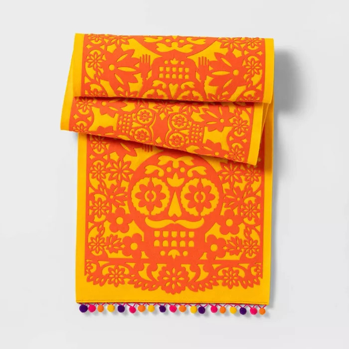 Día de Muertos Yellow and Orange Table Runner - Designed with Luis Fitch | Target