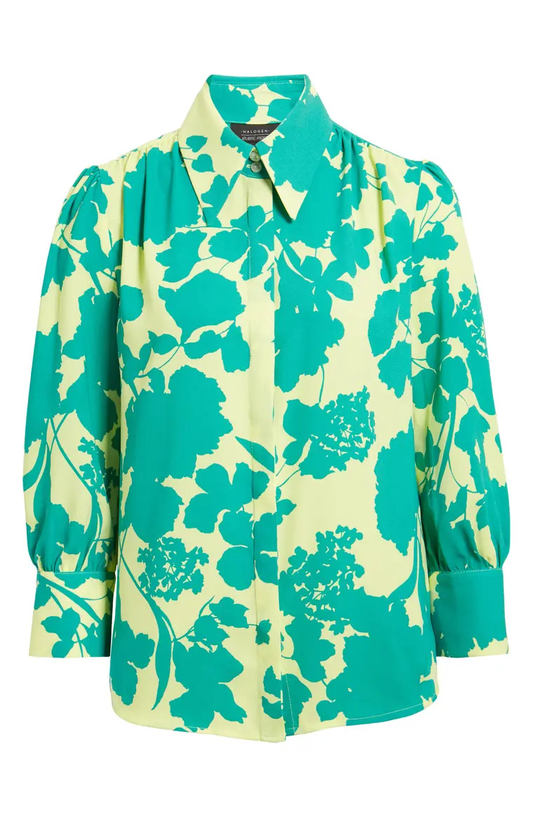 x Atlantic-Pacific Print Blouson Sleeve Blouse | Nordstrom
