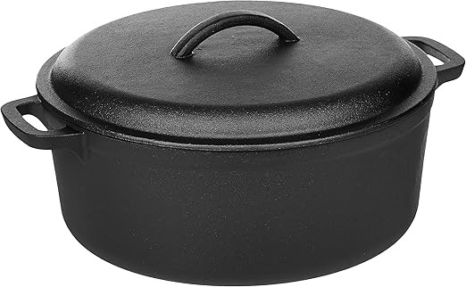 Amazon Basics Pre-Seasoned Cast Iron Round Dutch Oven Pot with Lid and Dual Handles, 7-Quart, Bla... | Amazon (US)