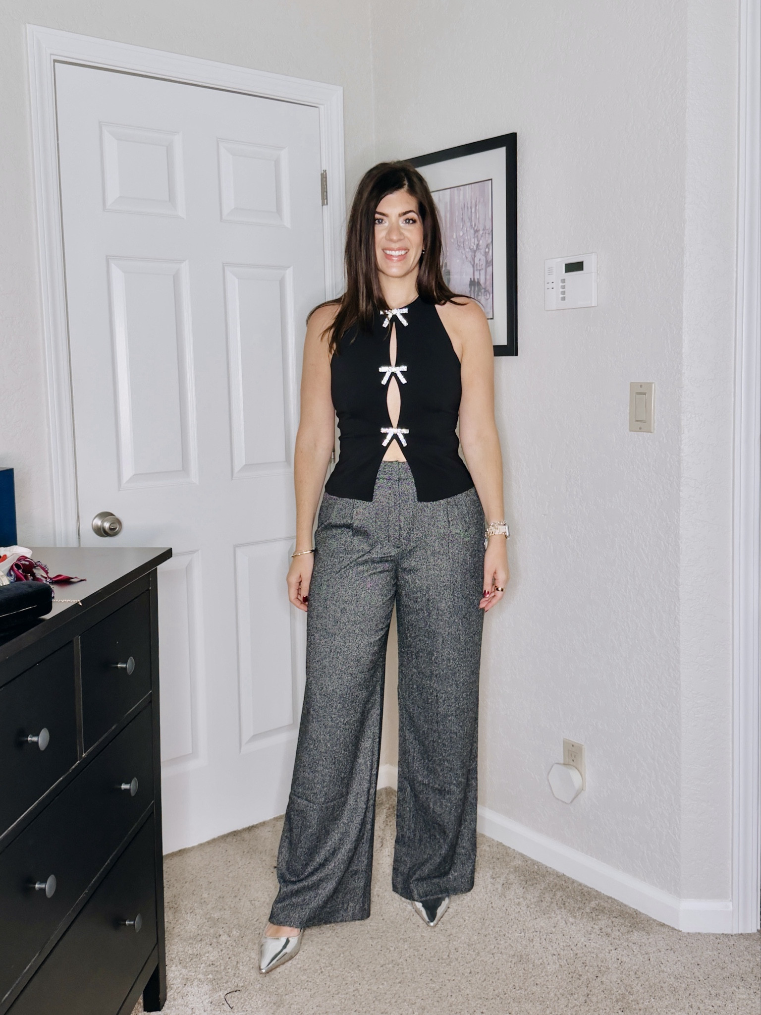 Express holiday try on
In a medium bow halter top
8 long tweed teousertrouser

#LTKMidsize #LTKHoliday #LTKTall