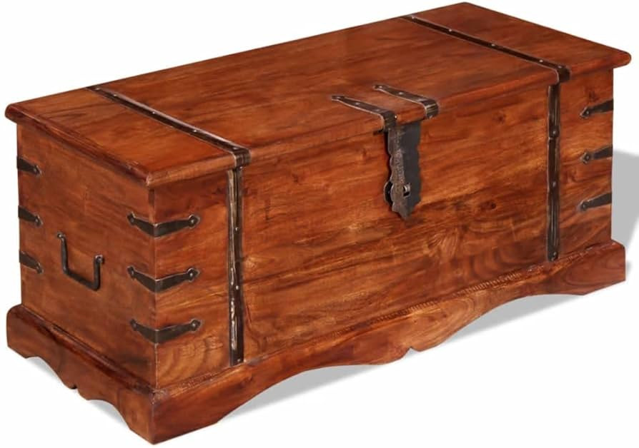 Wooden Storage Chest, Solid Wood Storage Chest Vintage Wood Treasure Box, Sturdy Large Storage Tr... | Amazon (US)