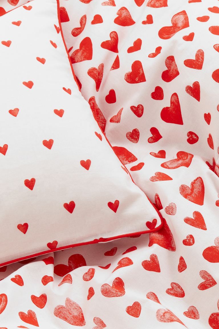 Heart-patterned Twin Duvet Cover Set | H&M (US + CA)