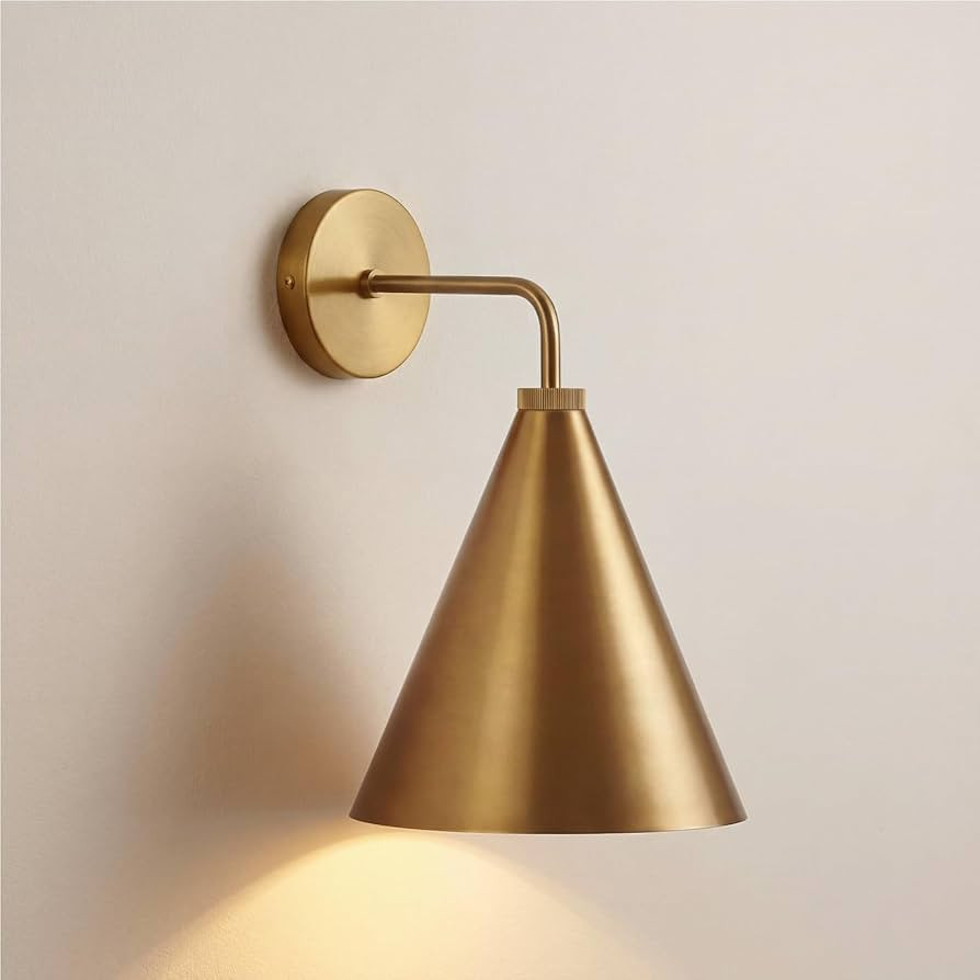 Vintage Modern Metal Conical Wall Sconce - Retro Brass Wall Lamp, Decorative Inspired Cone Wall M... | Amazon (US)