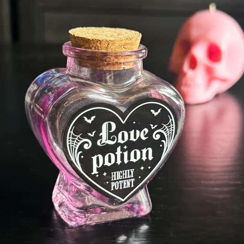 Love Potion Decorative Glass Heart Potion Bottle - Etsy | Etsy (US)
