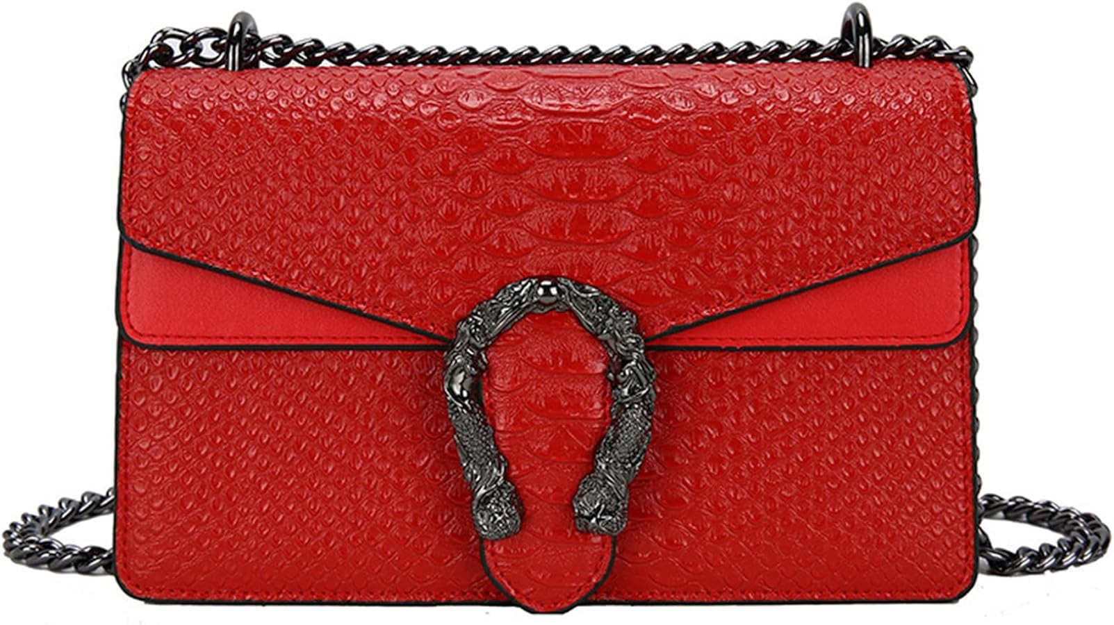 Women's Snake Print Crossbody Shoulder Bag PU Leather Satchel Chain Purse Evening Clutch Handbag | Amazon (US)