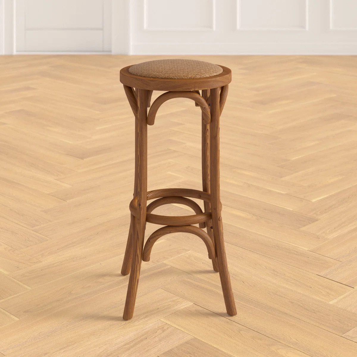 Fredericksburg Round Rattan Seat Counter Stool with Solid Wood Frame | Wayfair North America