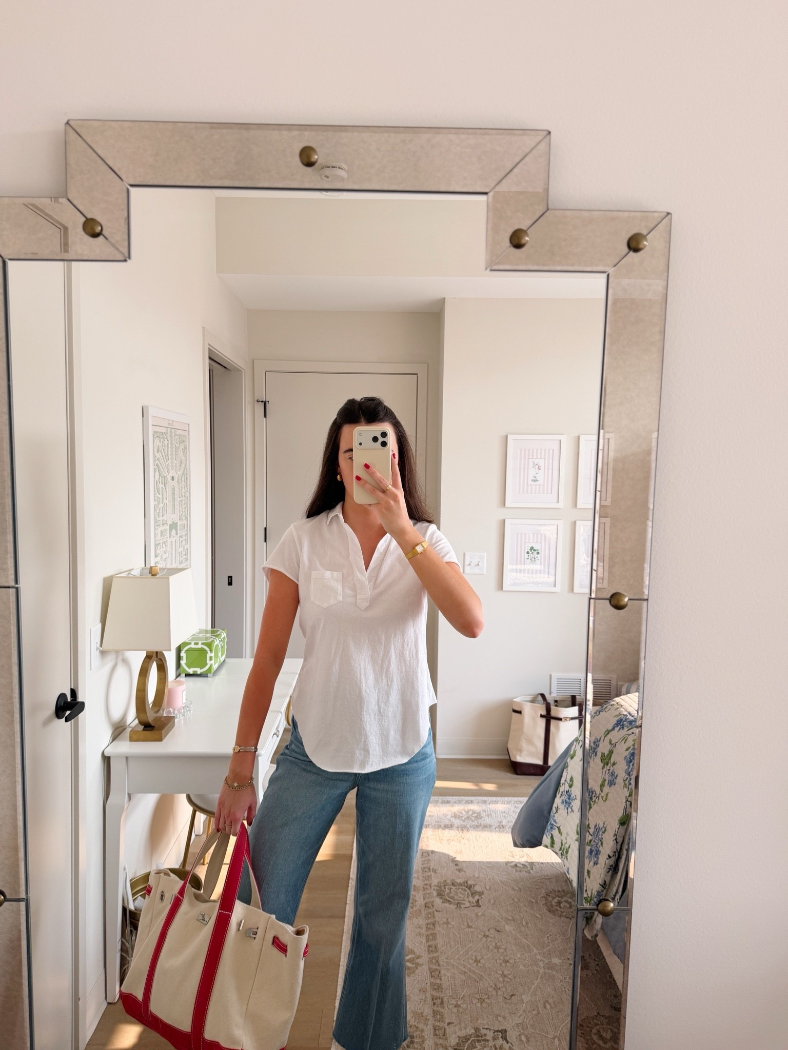 Everyday summer look! Linking similar bow tote.