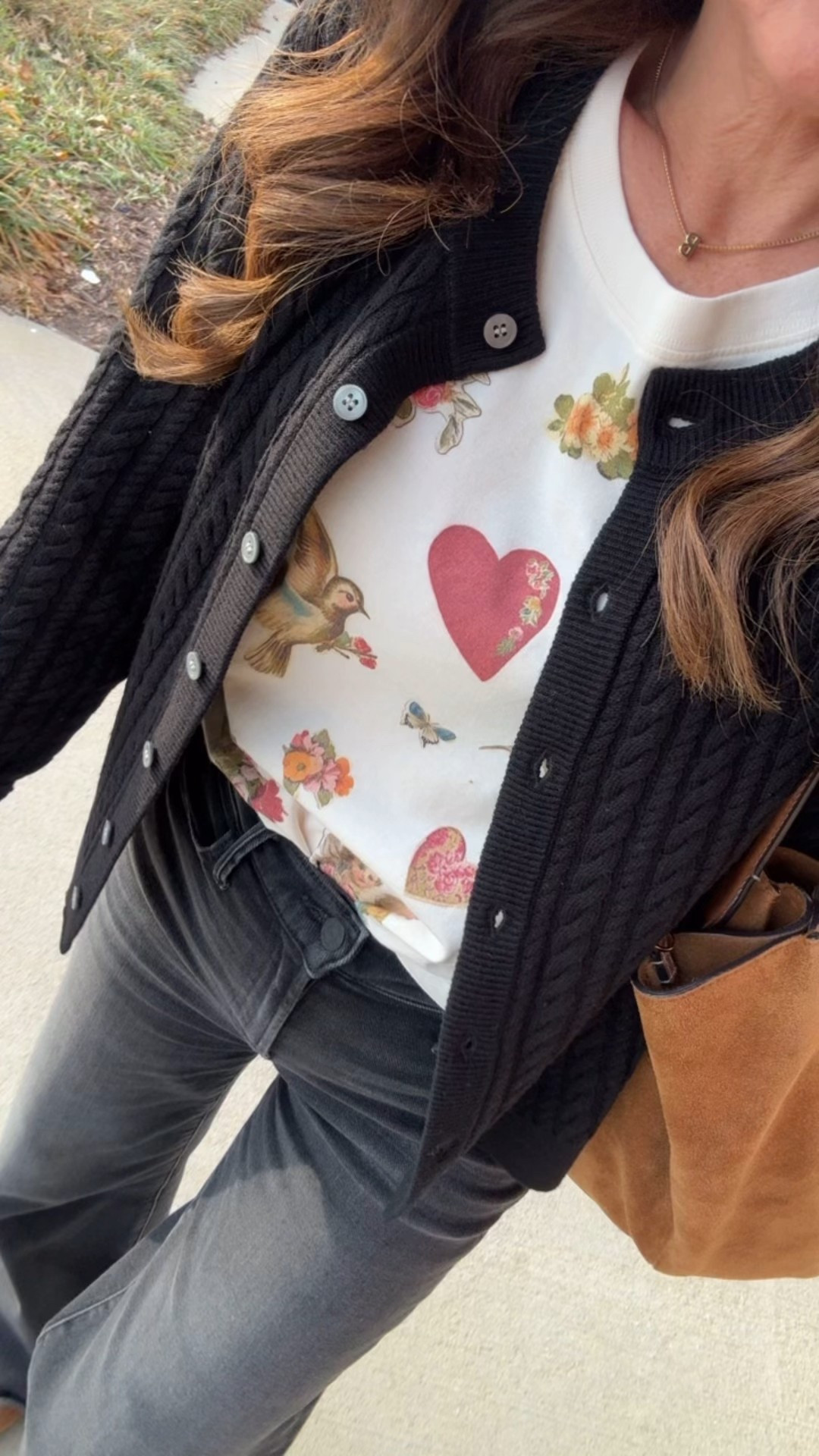Outfit repeater. Todays outfit. Valentines Day tee. Black cardigan. Black MOTHER jeans. 
Cardi M. Tee S. Jeans TTS, 25

#LTKSeasonal #LTKOver40 #LTKootd