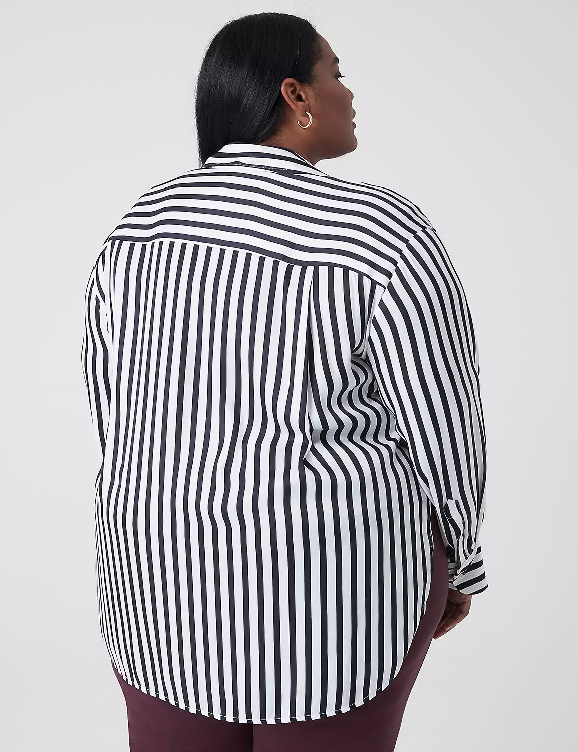 Satin Button-Down Boyfriend Shirt | LaneBryant | Lane Bryant (US)
