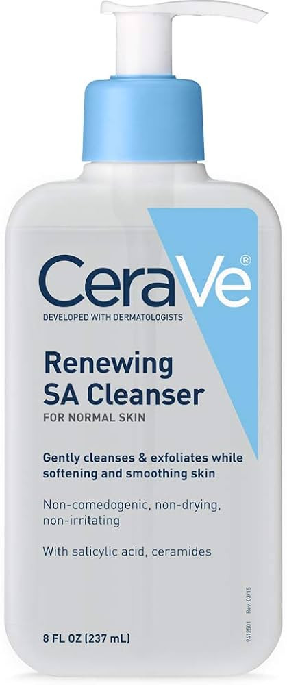 CeraVe SA Cleanser | Salicylic Acid Cleanser with Hyaluronic Acid, Niacinamide & Ceramides| BHA E... | Amazon (US)