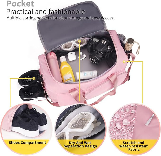 FIORETTO Women's Gym Duffle Bag with Shoes Compartment, 37L Capacity, Ideal for Travel, Gym, Spor... | Amazon (US)
