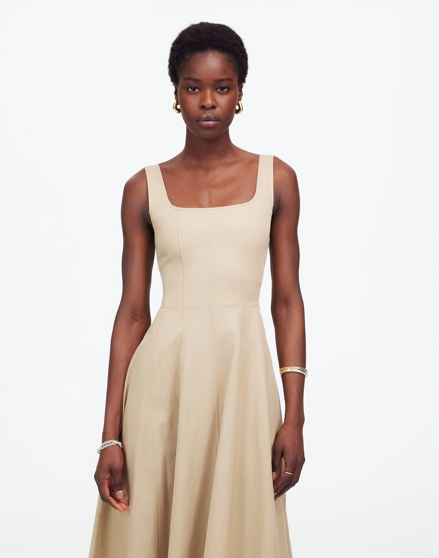 Seamed Squareneck Midi Dress | Madewell | Madewell