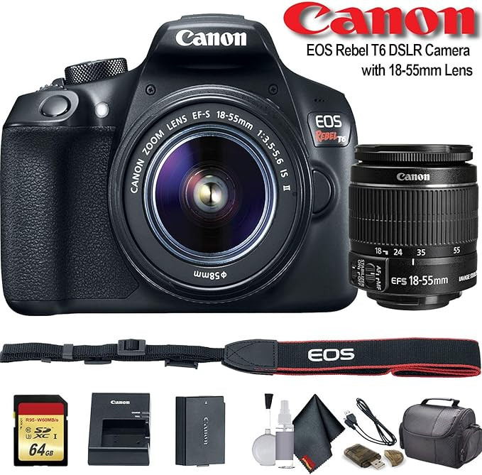 Canon EOS Rebel T6 DSLR Camera with 18-55mm Lens (1159C003) - Starter Bundle | Amazon (US)