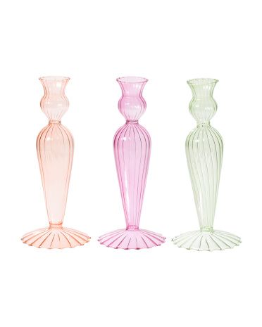 3pc Glass Taper Candle Holders | TJ Maxx