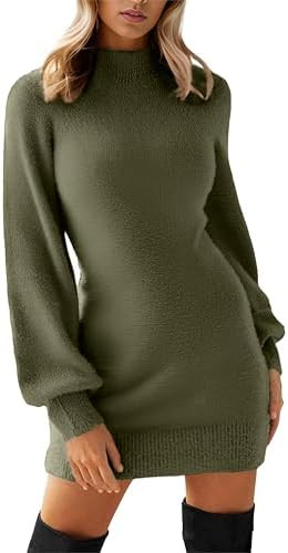 GRECERELLE 2026 Womens Fall Winter Mock Neck Mini Pullover Sweater Dress | Amazon (US)