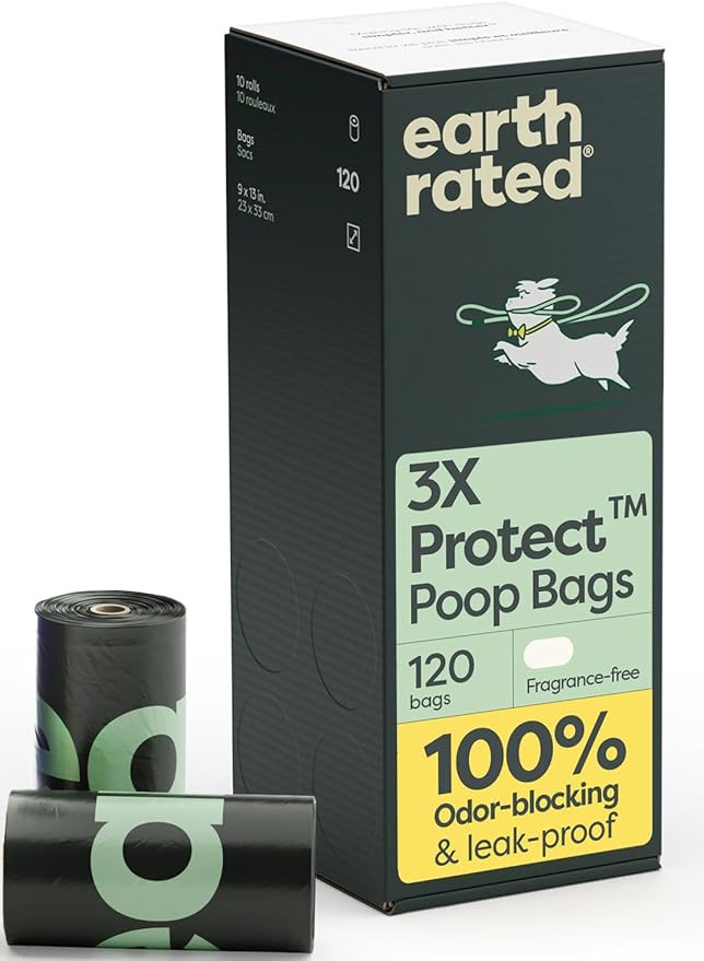Earth Rated 3X Protect Dog Poop Bag Rolls, Odor Blocking Leak Proof Extra Thick, Unscented, 120 C... | Amazon (US)