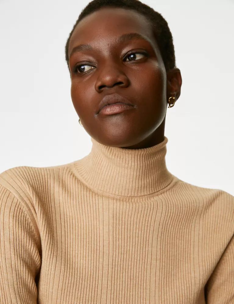 Ribbed Roll Neck Knitted Top | Marks & Spencer (UK)