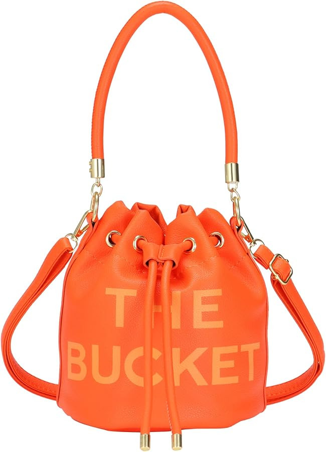 JQAliMOVV Mini Leather Bucket Bags for Women Drawstring Bucket Purse Crossbody Handbags Hobo Bag | Amazon (US)