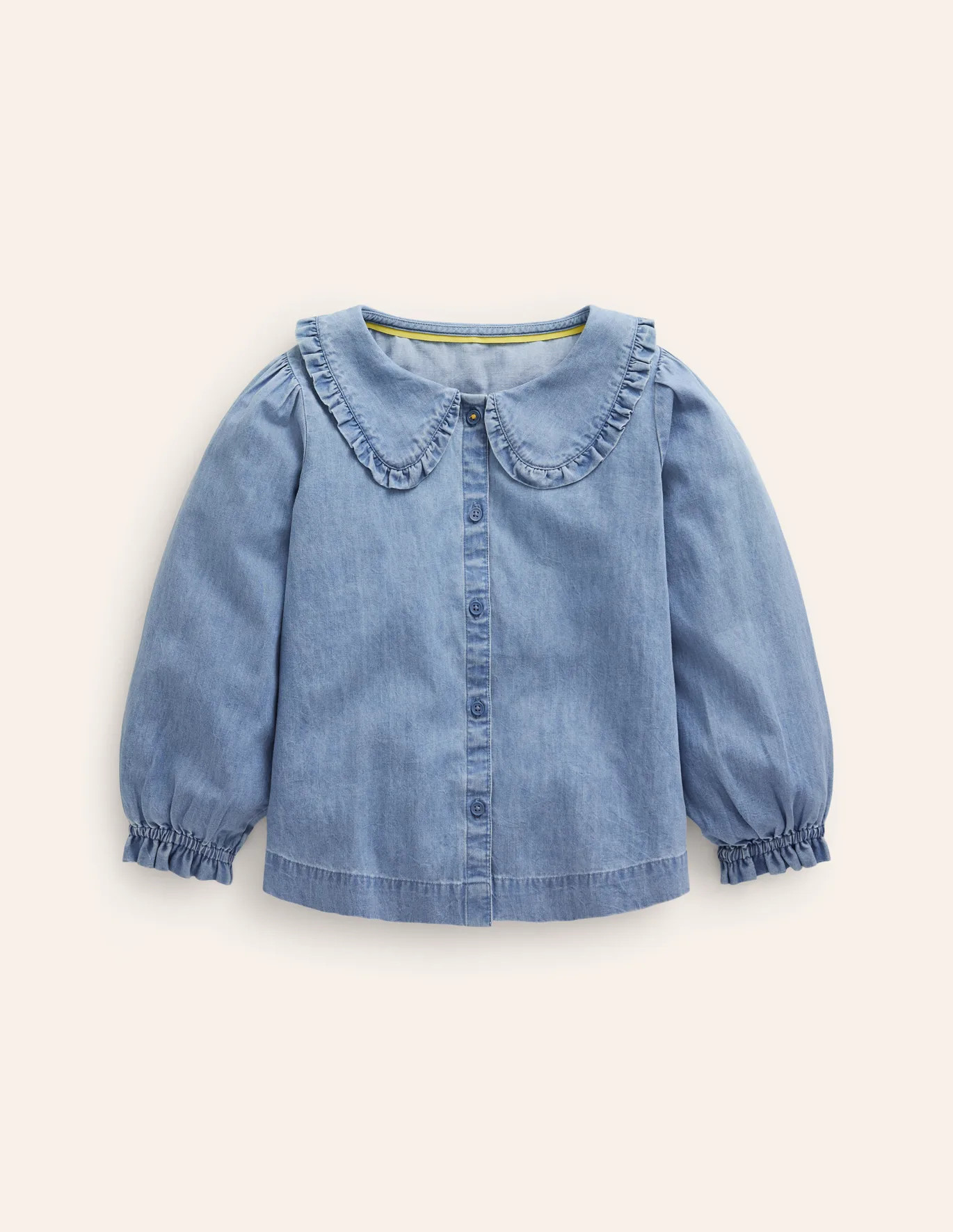 Frilly Collared Blouse - Chambray | Boden US | Boden (US)