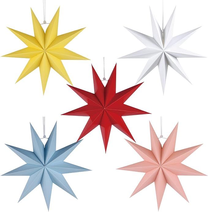 5Pack Paper Star Lantern Hanging Christmas Xmas Day Decoration for Wedding Birthday Party Home De... | Amazon (US)