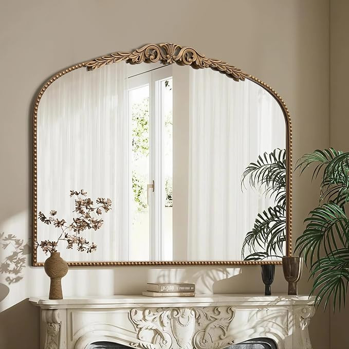 Gold Large Arched Mirror: 40"x29" French Vintage Dresser Mirror | Traditional Ornate Antique for ... | Amazon (US)