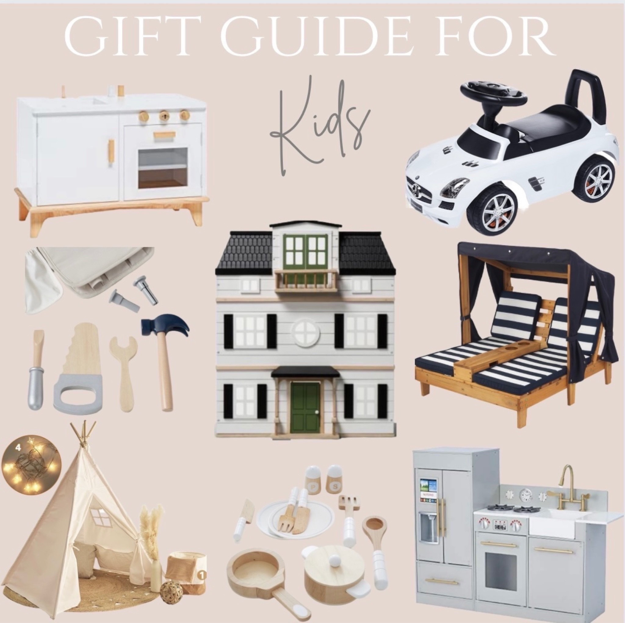 Gift Guide for the Kids. Toy kitchen. Doll House. Mercedes Benz Car. Teepee. Wooded cooking set  


Follow my shop @allaboutastyle on the @shop.LTK app to shop this post and get my exclusive app-only content!

#liketkit #LTKHoliday #LTKkids #LTKSeasonal
@shop.ltk
https://liketk.it/3VUIV