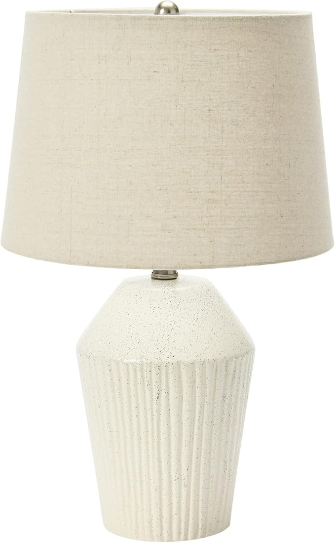 Creative Co-Op 13" Round Stoneware Desk Lamp, White | Amazon (US)