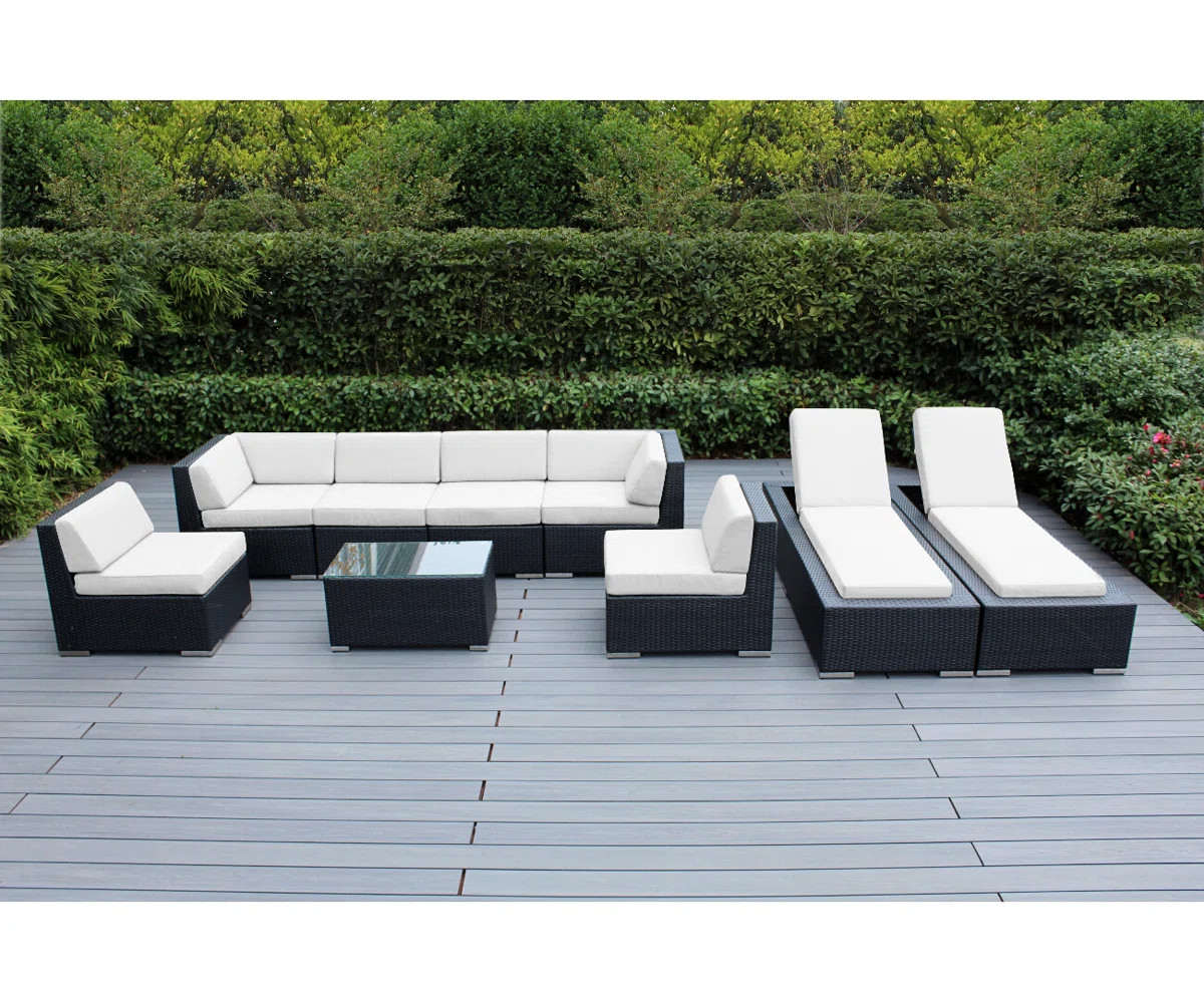 Barna 9 Piece Rattan Sectional Seating Group with Cushions - No Assembly | Wayfair North America